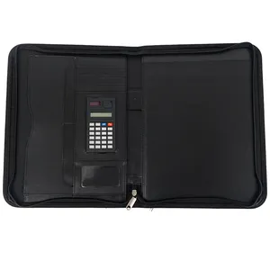 Zippered Padfolio A4 Leather Folder Desktop Organizer Office Portfolio