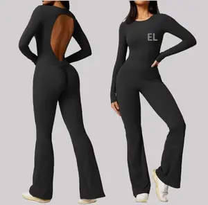 Baju Gym wanita, Jumpsuit latihan lari, Bodysuit olahraga Gym, playsuit