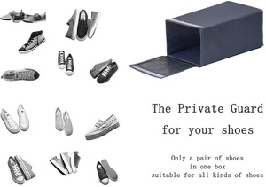 กล่องเก็บรองเท้าผ้าพับได้<span class=keywords><strong>4</strong></span>แพ็ค,กล่องใส่รองเท้าซ้อนได้พร้อมผ้าตาข่ายฝาปิดหน้าต่างสีเทาสำหรับรองเท้า - Product Image 2