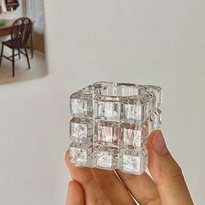 Nuevas Bases <span class=keywords><strong>de</strong></span> Exhibición <span class=keywords><strong>de</strong></span> Cristal Transparente Cuadradas para Esferas, Soporte para Esferas - Product Image 1