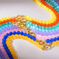 Collier de perles en pierre naturelle style INS tendance avec fermoir en acier inoxydable étanche pour bijoux de charme