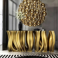 Table console sculpturale de luxe, table d'entrée moderne en fibre de verre au design organique pour villa et manoir