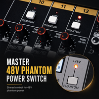 Console de mixage professionnelle 10 canaux TFB-10 pour l'enregistrement audio avec 99 effets DSP, alimentation fantôme 48V, USB/BT