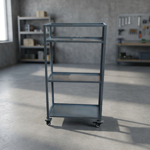 Steel 3 Tier Storage <b>Trolley</b> With Four Wheels Lake Blue Powder Coated Movable Multilayer Structure - Product Image 3