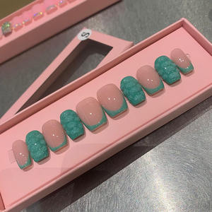 Extension de modèle de cercueil <span class=keywords><strong>en</strong></span> <span class=keywords><strong>gel</strong></span> à presser fait à la main de 10 pièces <span class=keywords><strong>en</strong></span> gros <span class=keywords><strong>ongles</strong></span> artificiels conçus pour une application au doigt - Product Image 6