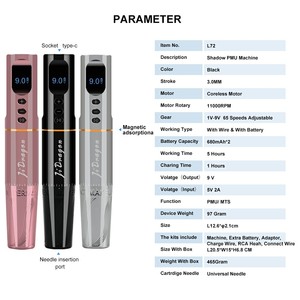 JiDragon popolare macchina del tatuaggio senza fili LCD schermo Display Cordless macchina PMU senza vibrazioni e rumore per il tatuaggio del sopracciglio - Product Image 4