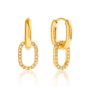 Pendientes de Aro Geométricos de Circonita, Acero Inoxidable, para Uso Diario, con Engaste de Canal - Product Image 5