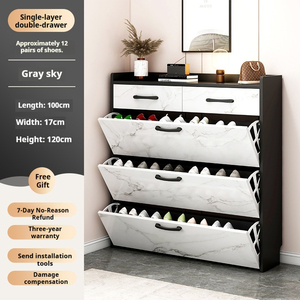 <span class=keywords><strong>Meuble</strong></span> à <span class=keywords><strong>chaussures</strong></span> portable ultra-fin à trois niveaux, style minimaliste moderne, en bois, pour l'entrée de la maison, le salon, les appartements et les hôtels - Product Image 6