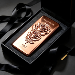 Barre de cuivre fin 999 1KG avec gaufrage rose, plaque rectangulaire, objet de collection artistique - Product Image 3