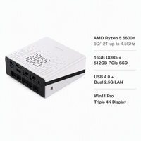 CHUWI UBox Mini Desktop DDR5 SSD Baru dengan Windows 11 Pro Prosesor Hexa Core AMD Radeon 660M Hemat Ruang untuk Kantor VESA Mount