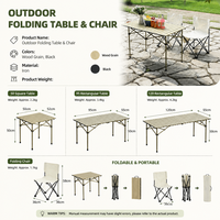 Tragbarer Outdoor-Campingtisch und -Stühle, faltbares Eierroll-Picknick-Set mit Stauraum, Outdoor-Möbel aus Kohlenstoffstahl