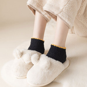 Calcetines cortos de invierno 2025 para mujer, de lana Coral suela de goma, antideslizante, de corte bajo, para interiores, sala de estar, dormitorio, calcetines tobilleros para <span class=keywords><strong>dormir</strong></span> - Product Image 4