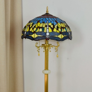 16 pollici di Rame Puro Giallo Dragonfly Stained Glass Giada Tifany In Piedi Living Room Bar Colorato Angolo Alto Tiffany <span class=keywords><strong>Lampada</strong></span> <span class=keywords><strong>Da</strong></span> <span class=keywords><strong>Terra</strong></span> - Product Image 3