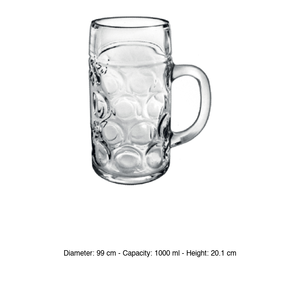 Vaso de Cerveza Don Rilievo de 1 L con Asa Borgonovo, Altura 20.1 cm, Diámetro 9.9 cm - Product Image 3