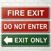 Panneau d'avertissement vintage en métal, sortie incendie, interdiction d'entrée, sortie uniquement, décoration murale pour la maison, bar, man cave, 16x4 pouces