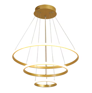 Zeal Lighting Round Geometric Hotel Metal Chandelier Designer Led Pendant Light Gold - Product Image 1