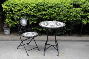 Wall Art <span class=keywords><strong>Juego</strong></span> de Muebles de jardín : 2 <span class=keywords><strong>sillas</strong></span> y <span class=keywords><strong>Mesa</strong></span> con Bonito diseño de Mosaico de Piedra, robustos, para Interior y <span class=keywords><strong>Exterior</strong></span> - Product Image 6