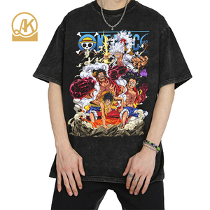 T-shirt Oversize da uomo <span class=keywords><strong>Anime</strong></span> Vintage con mezze maniche con lavaggio acido - Product Image 3