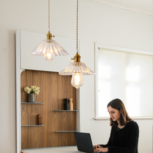Retro Brass Glass Pendant Light E26 LED Single Head Round Living Room Home Decor Nordic Style - Product Image 1