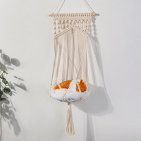 Hamac pour chat en macramé fait main, lit suspendu pour animaux de compagnie, style bohème, balançoire avec kit de montage pour chats