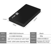 Caja Externa para Disco Duro de 2.5 Pulgadas SATA a USB 3.0, Carcasa de Plástico ABS para HDD con Tamaño de 9.5mm y Capacidad de 2TB