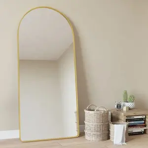 Penyangga logam emas bentuk lengkungan besar, cermin penyangga panjang bingkai untuk dekorasi rumah dengan bingkai untuk ruang tamu