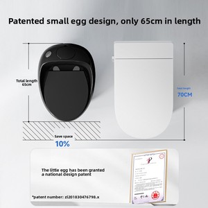 Inodoro de cerámica de una pieza Tao Gu Net Red New Personality Black Small Egg con descarga por sifón P-Trap, versión negro mate 60099 - Product Image 4