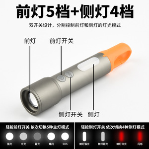 ไฟฉาย LED แบบพกพา แสงสีขาว ชาร์จไฟได้ผ่านพอร์ต Type C ตัวเรือนอะลูมิเนียมอัลลอยด์ ซูมได้ ปรับความยาวได้ ไฟฉายขนาดเล็ก ใช้สำหรับตั้งแคมป์ - Product Image 5