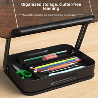 Support de lecture pliable en bois portable, support de livre de bureau réglable à 360 degrés avec tiroir de rangement
