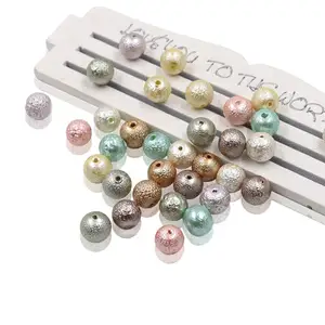 HX Stock de perles en vrac 8mm 14mm 16mm 18mm 20mm perle de coton neuf couleurs perle froissée perle de verre bricolage à la main perles