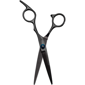 Ciseaux plats noirs Sr4 de 6 pouces, lame tranchante en acier inoxydable, ciseaux de coiffure professionnels pour droitiers, manche court - Product Image 1