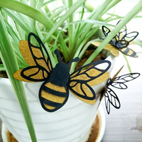 12 autocollants muraux 3D en forme de petite abeille, décorations murales de dessin animé pour la maison