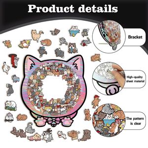Wacocetoy Rompecabezas de madera con forma de gato, 2,5 mm de grosor, forma irregular, rompecabezas educativo hecho a mano para aliviar el estrés juvenil - Product Image 3