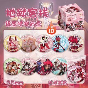 10PCS/SET 75MM Venta al por Mayor Hazbin <span class=keywords><strong>Hotel</strong></span> Ba Ji Caja Sorpresa de Accesorios de Anime, <span class=keywords><strong>Broche</strong></span> de Aleación - Product Image 6