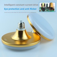Ampoule LED Soucoupe Volante à Courant Constant Haute Puissance Tri-Proof Économe en Énergie pour Usage Résidentiel Culot E27 Alliage d'Aluminium Doré 1000