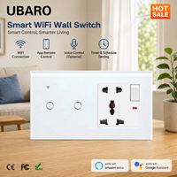 UBARO WiFi 2 Gang Interrupteur Tactile Intelligent Prise Murale Universelle Application Tuya Smart Life Contrôle à Distance Commande Vocale