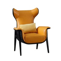 Fauteuil vintage de luxe nordique classique design pour salon et hôtel, fauteuil avec dossier à oreilles, fauteuil, chaise longue en tissu et cuir