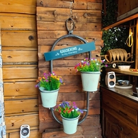 Jardinière moderne rustique en fer galvanisé à trois niveaux, écologique, pour légumes et herbes, pour jardin domestique et utilisation murale