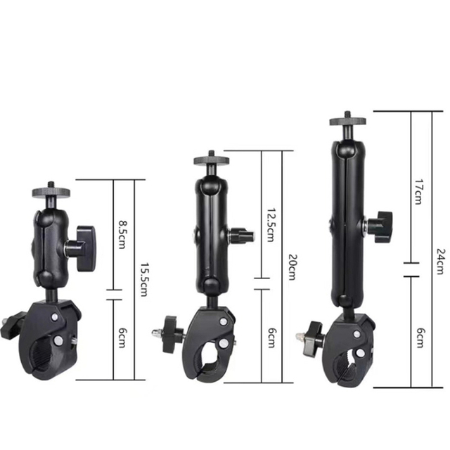 SORRISO Motorcycle Bicycle Handlebar Bracket Aluminum Fixed Mount Holder 360 Degree Rotation Dual Ball Head for Action Camera
