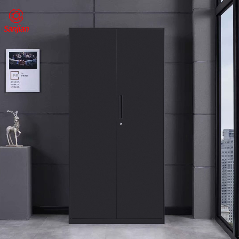 Sanjian lockable steel black 2 swing doors metal handle office furniture storage used metal file cabinet