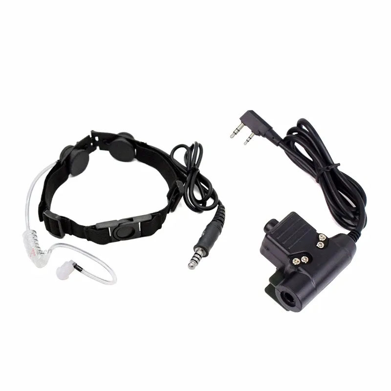 Tactical Throat Mic Z003 Air Tube Headset with U94 PTT Covert Tube Finger PTT Earpiece for Anytone Wouxun Baofeng Puxing Radios