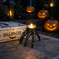 Bougies LED sans flamme 2 pièces, design main de squelette d'Halloween, effrayantes pour fête d'Halloween, décoration d'intérieur, centre de table