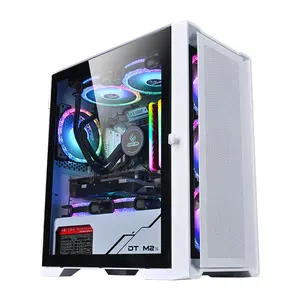 ATX PC Gamer กรณีกระจกนิรภัยตู้คอมพิวเตอร์ PC กรณีสําหรับเล่นเกมคอมพิวเตอร์ทาวเวอร์เคสเดสก์ท็อปพร้อมพัดลมระบายความร้อน RGB