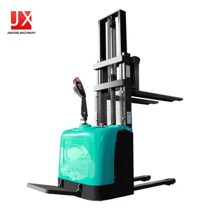 Small Self Loading Electric Reach Stacker 2ton Pallet Fork Lift Truck Full Electric Stand Up On Stacker Forklift