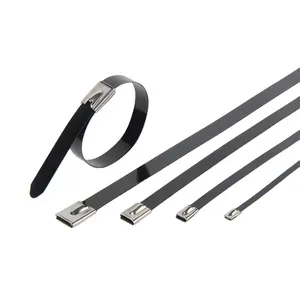 4.6mm*300mm PVC Plastic Coated Stainless Steel Cable Tie, SS 304 With Plastic Coated Cable Ties
