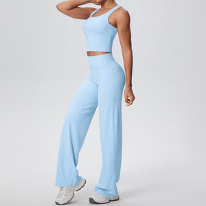 Ensemble de sport 5 pièces pour femmes grandes tailles, couleur unie, comprenant des leggings d'entraînement taille haute et des brassières de sport - Product Image 5