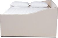 Lit de jour rembourré Queen Beige Cadre de lit de jour Canapé-lit