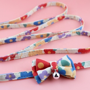 Set Kalung & Tali Anjing Motif Bunga dengan Pita untuk Kucing & Anak Anjing Perlengkapan Hewan Peliharaan - Product Image 3