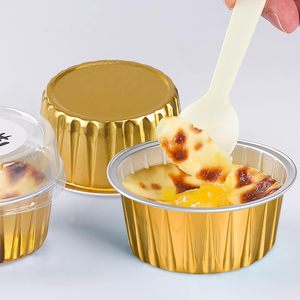 Bán buôn Mini nhôm lá cupcake Baking cup với nắp đậy vòng cupcake lá lót dùng một lần mini bánh container <span class=keywords><strong>Flan</strong></span> khuôn mẫu - Product Image 4