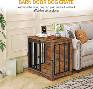 Wholesale Luxury Large Kennel on Wheel Black Pet Travel Carrier Cage Tall Heavy Dog <b>Crate</b> Cabinet - Product Image 2